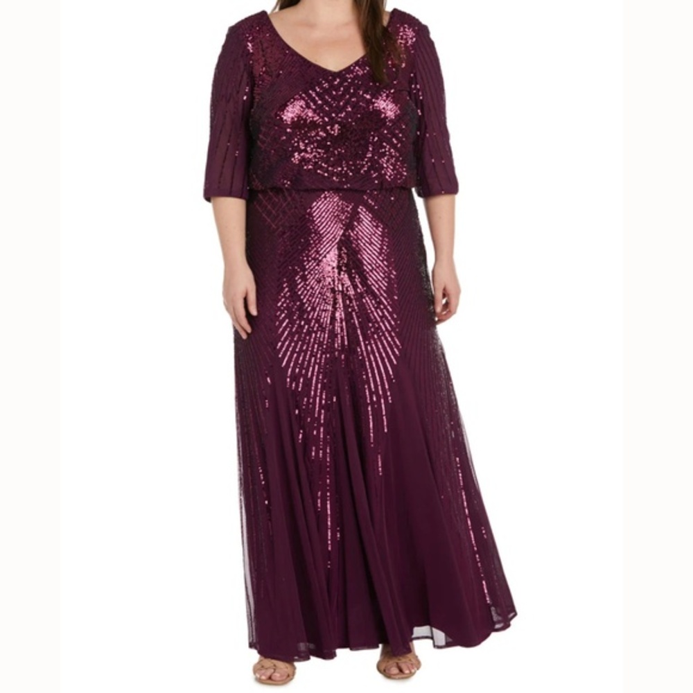 R&M Richards‎ -  Sequin Art Deco Evening Gown